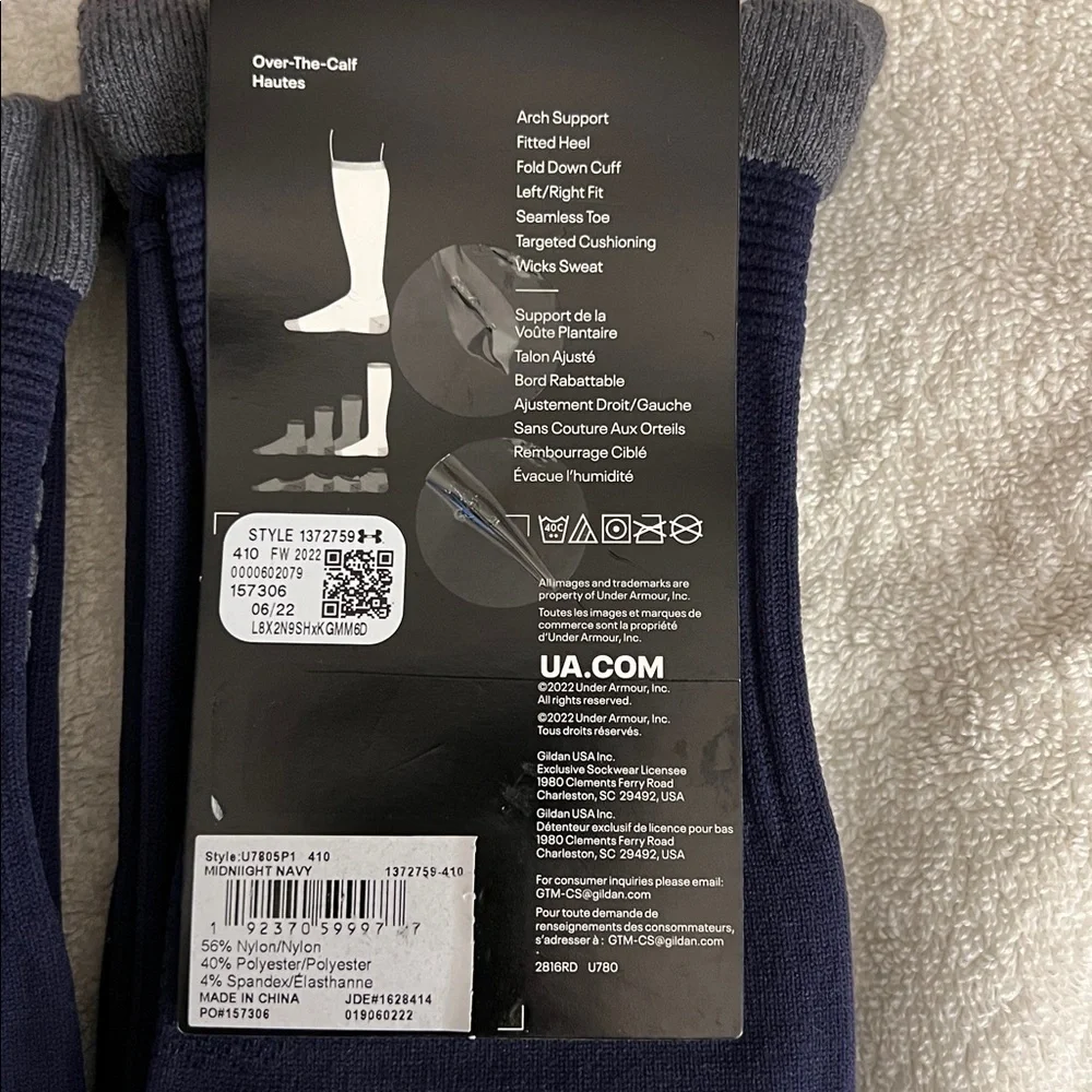 Under Armour Men's Navy Blue Athletic Soccer Socks
